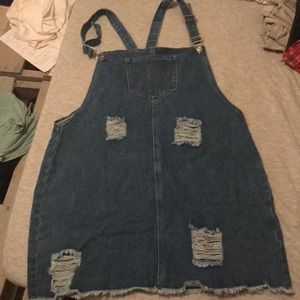 Distressed jean jumper